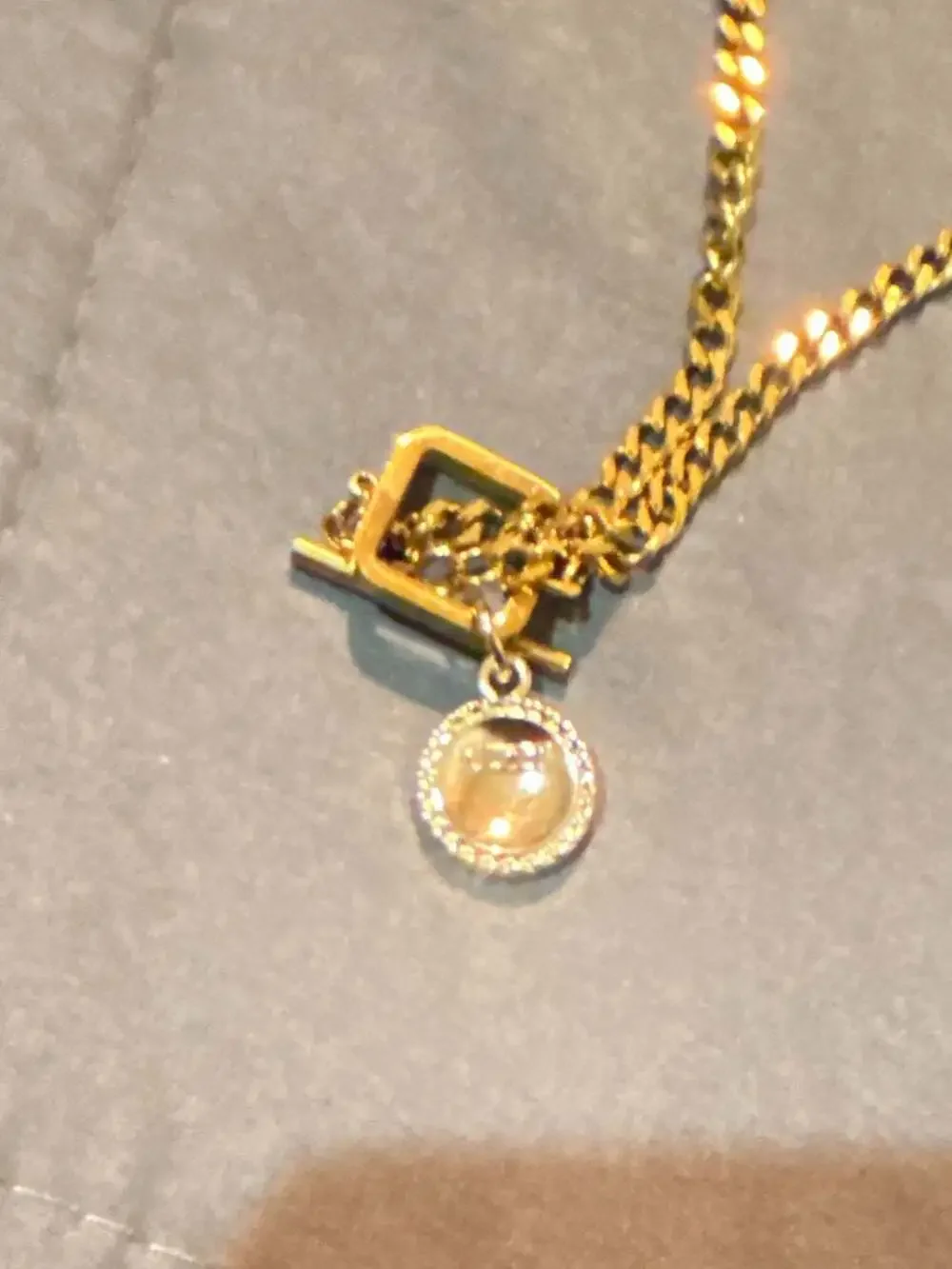 Gucci Double G Gold-Tone Cuban Link T-Bar Toggle Necklace with Black Enamel and